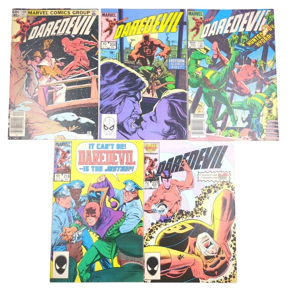 Daredevil Comic Lot of 5 Issues #198 204 207 218 237 Marvel Bronze Age